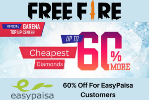 TopUp Free Fire PK EasyPaisa & JazzCash 60% Off